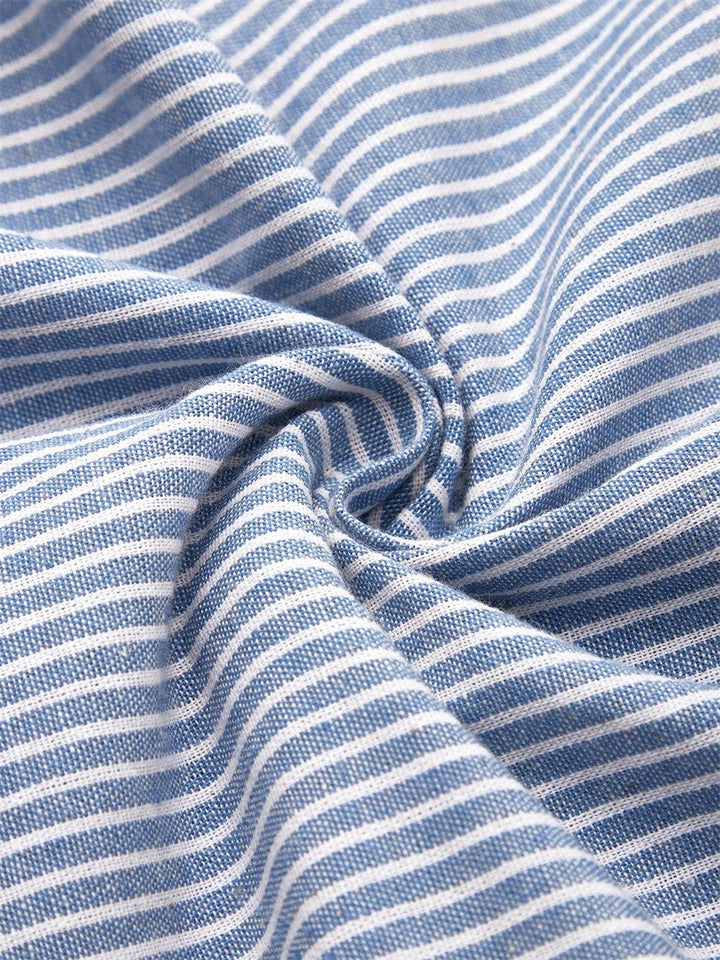 Elise-Striped Button Midi Dress