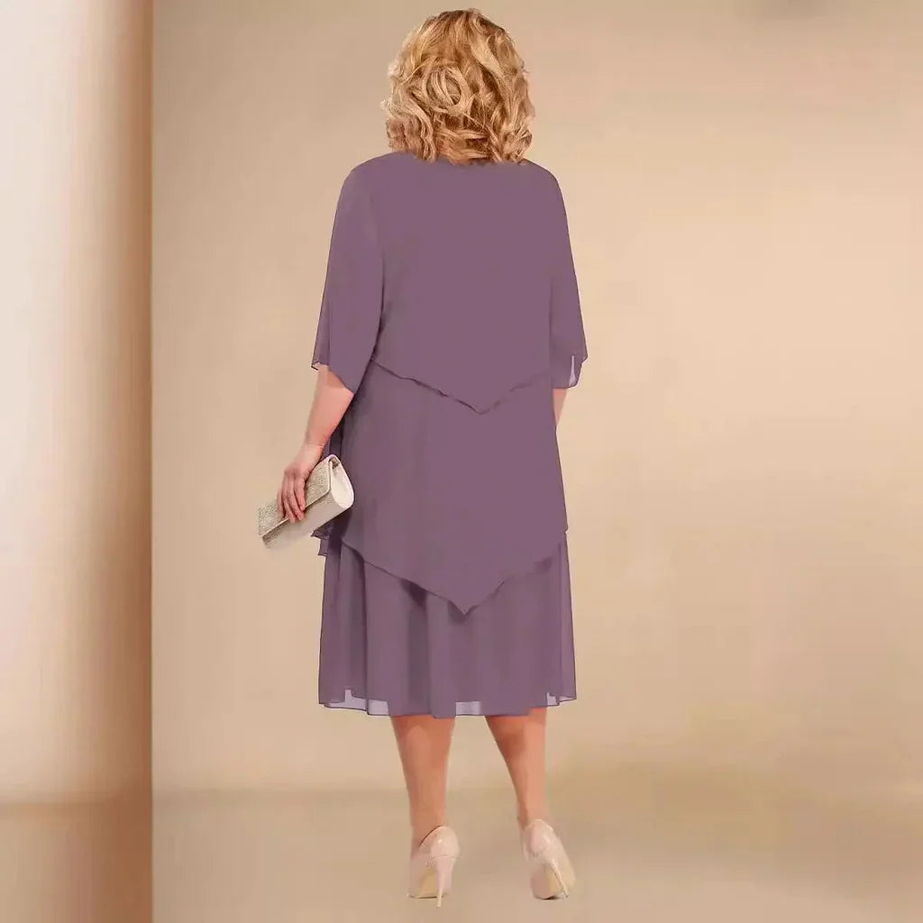 Celeste-Layered Elegance Midi Dress