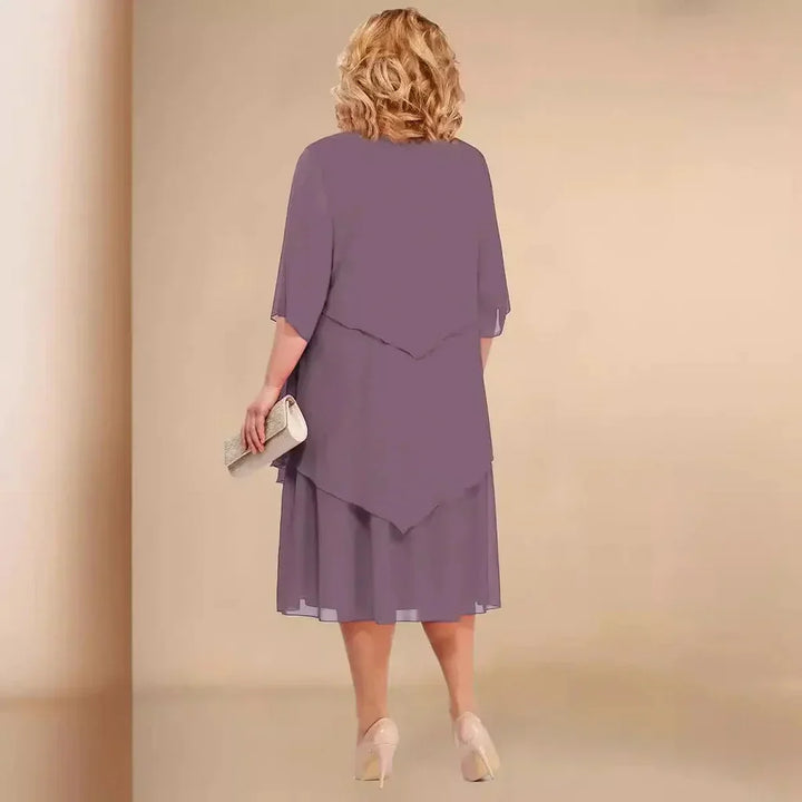Celeste-Layered Elegance Midi Dress