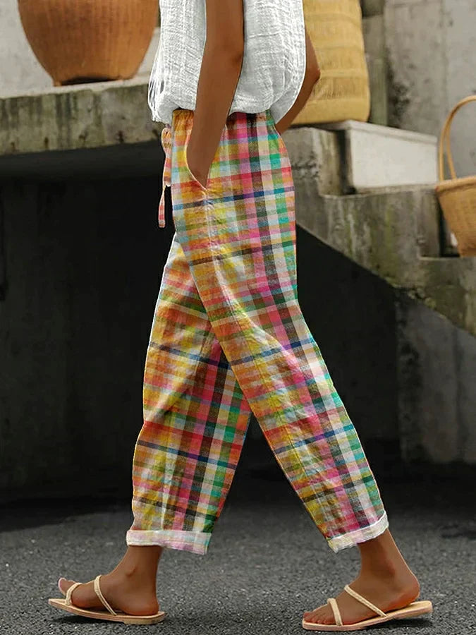 Sophia - Sunshine Check Tapered Pants