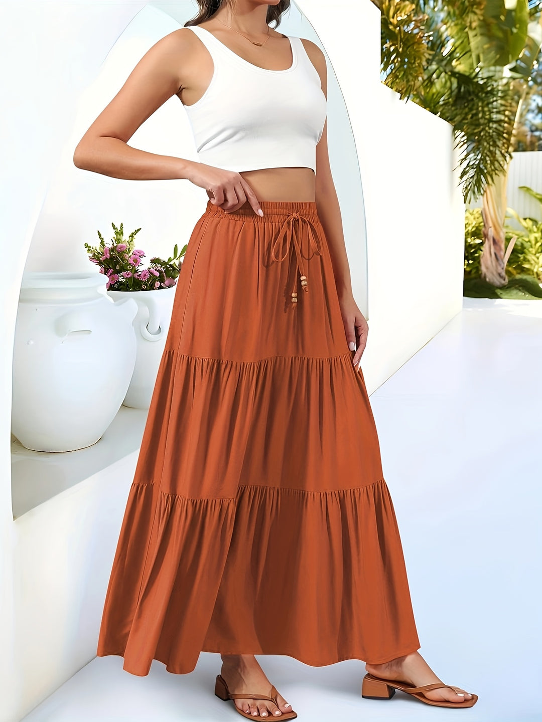 Jasmine – Drawstring Tier Maxi Skirt
