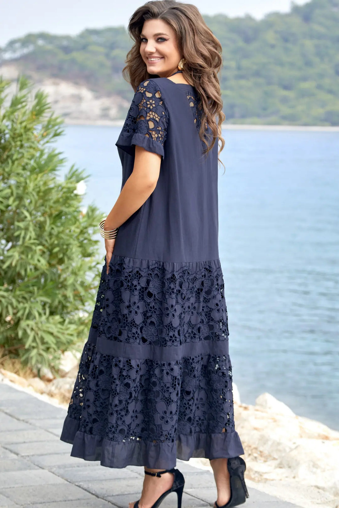 Liora-Embroidered Panel Maxi Dress