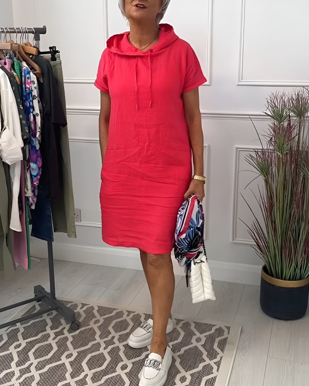 Paige-Hooded Pocket T-Shirt Dress