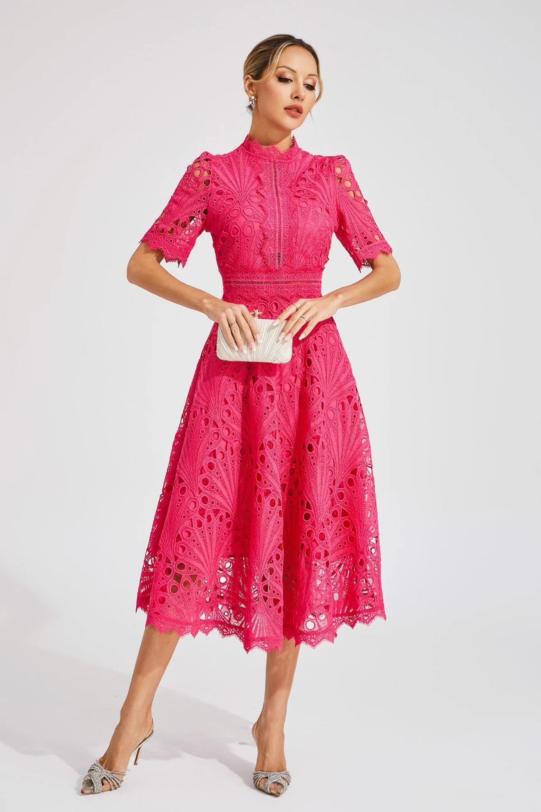 Carmen – Embroidered Lace Midi Dress