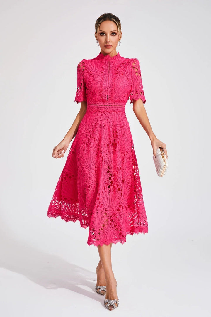Carmen – Embroidered Lace Midi Dress