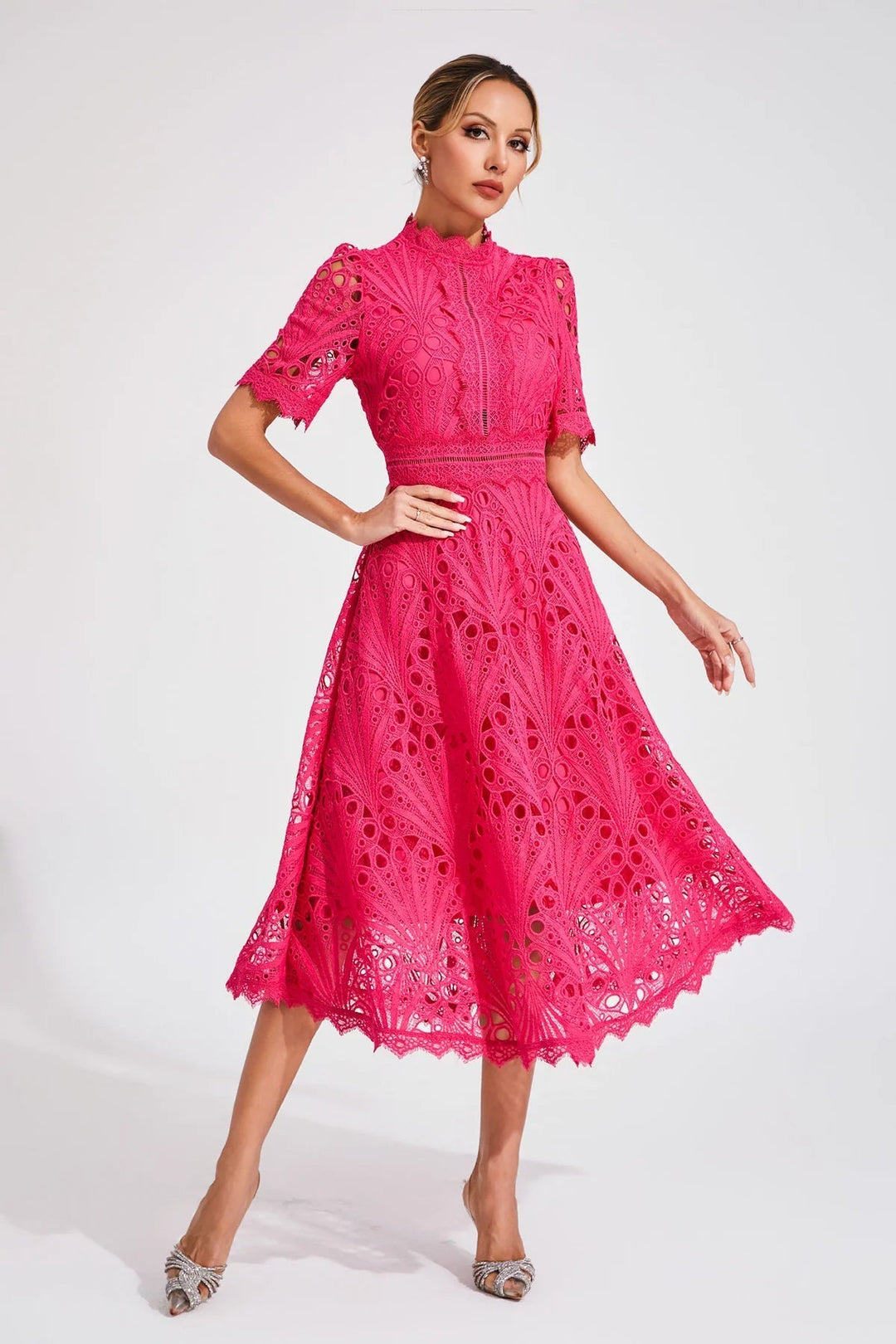 Carmen – Embroidered Lace Midi Dress