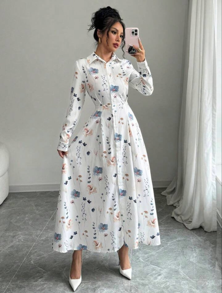 Elowen – Floral Button-Up Midi Dress