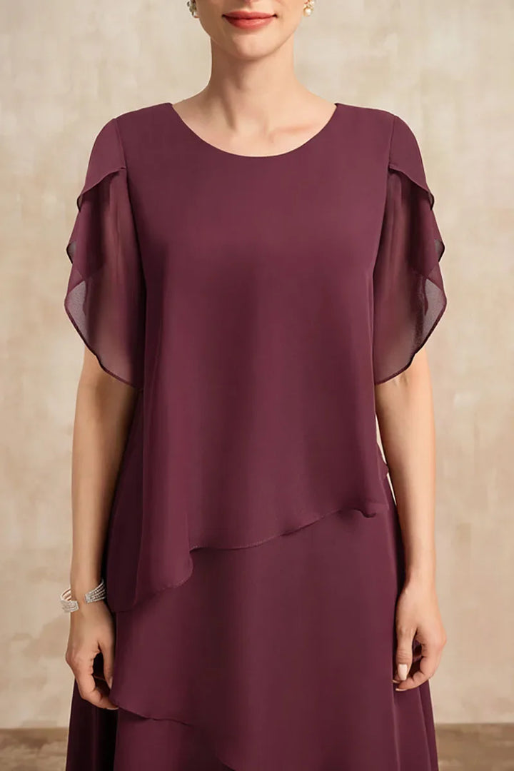 Mirielle-Layered Chiffon Midi Dress