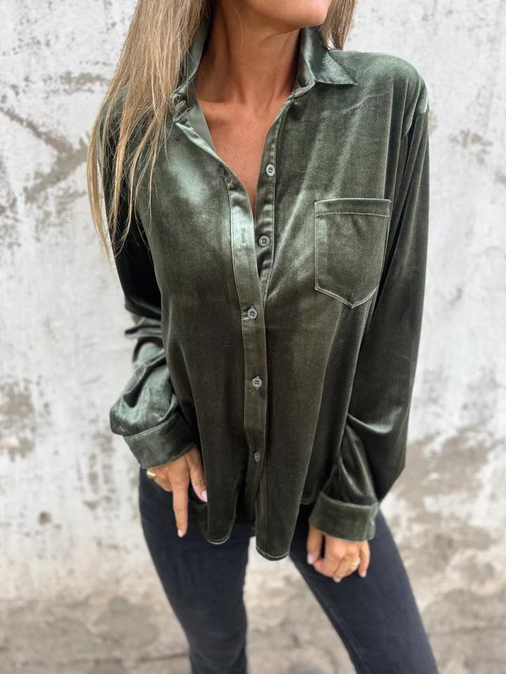 Mira-Velvet Button-Up Shirt