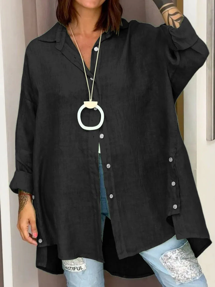Mira-Oversized Side Button Shirt