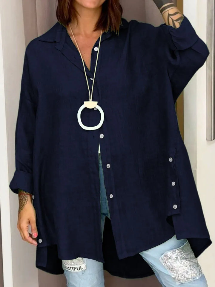 Mira-Oversized Side Button Shirt