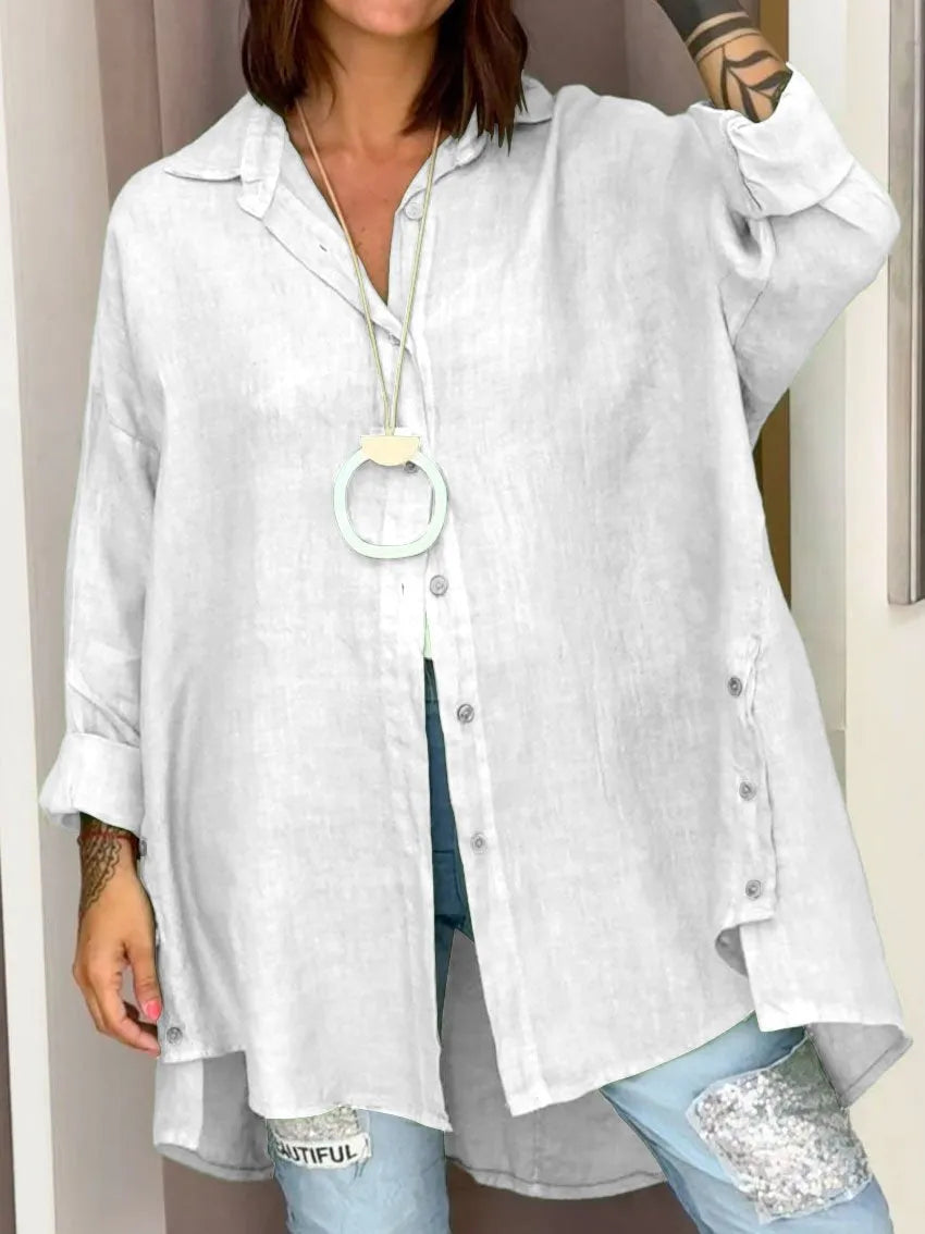Mira-Oversized Side Button Shirt