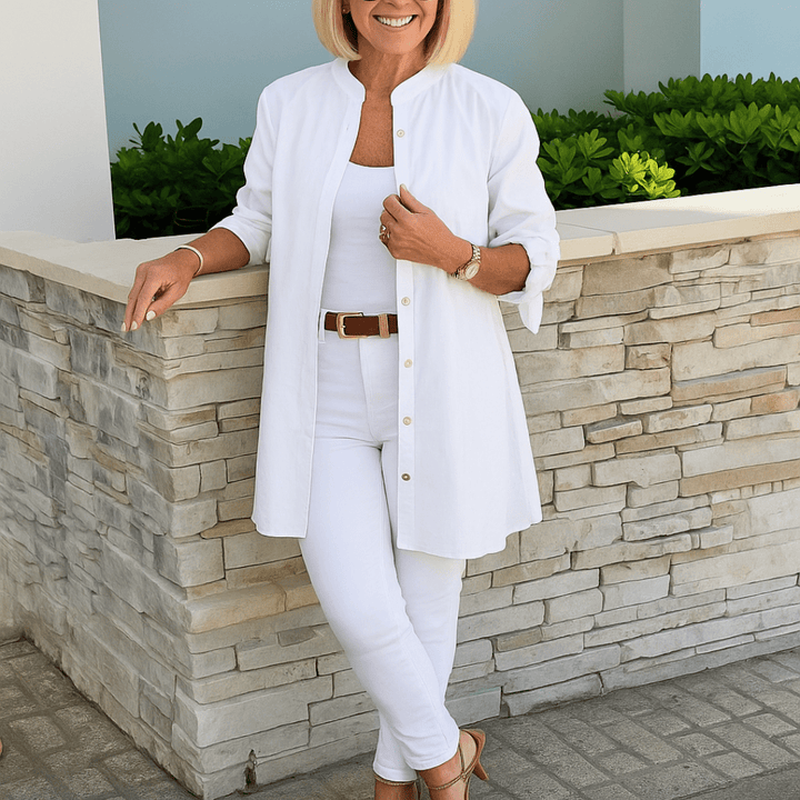 Laura-Flowy Button-Down Blouse