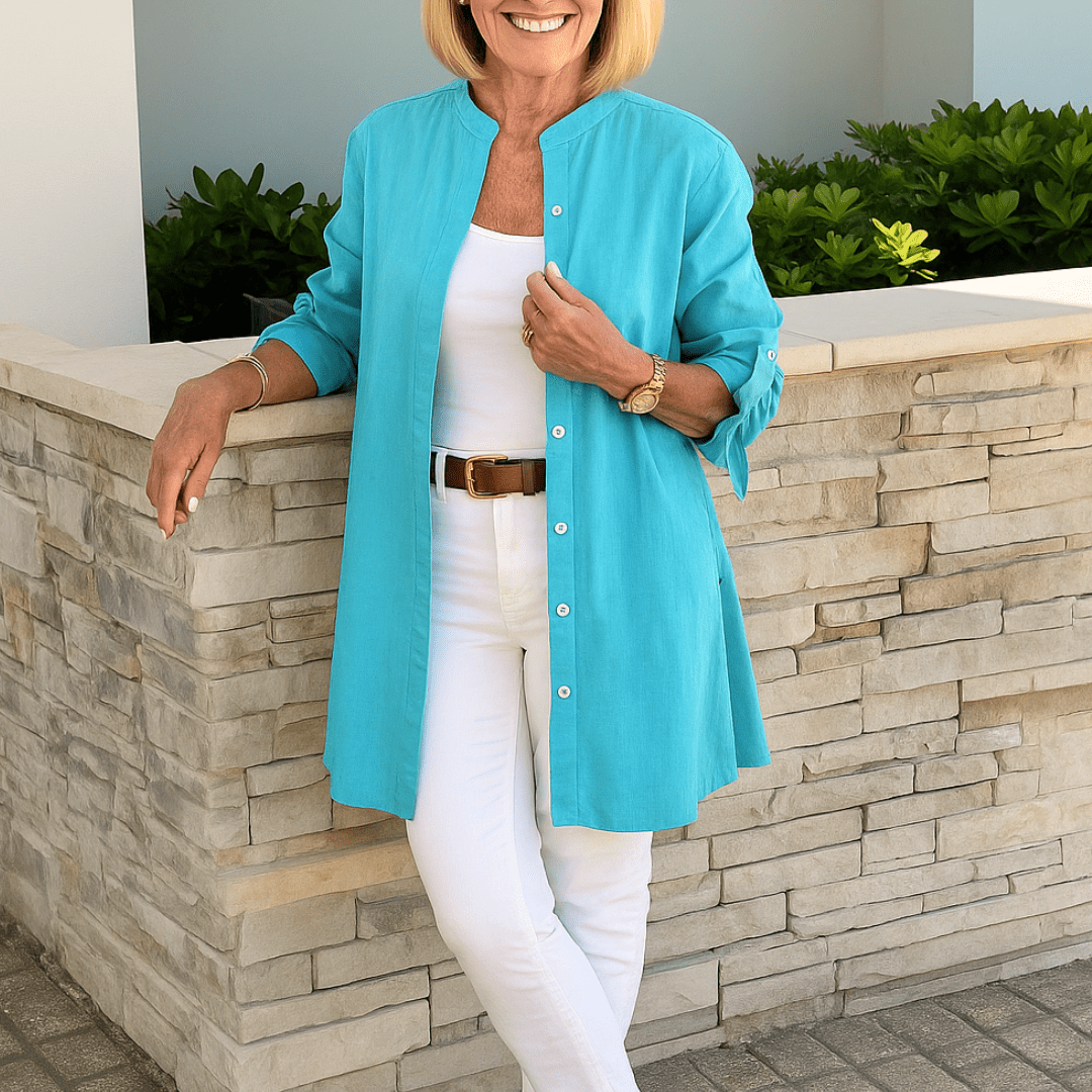Laura-Flowy Button-Down Blouse