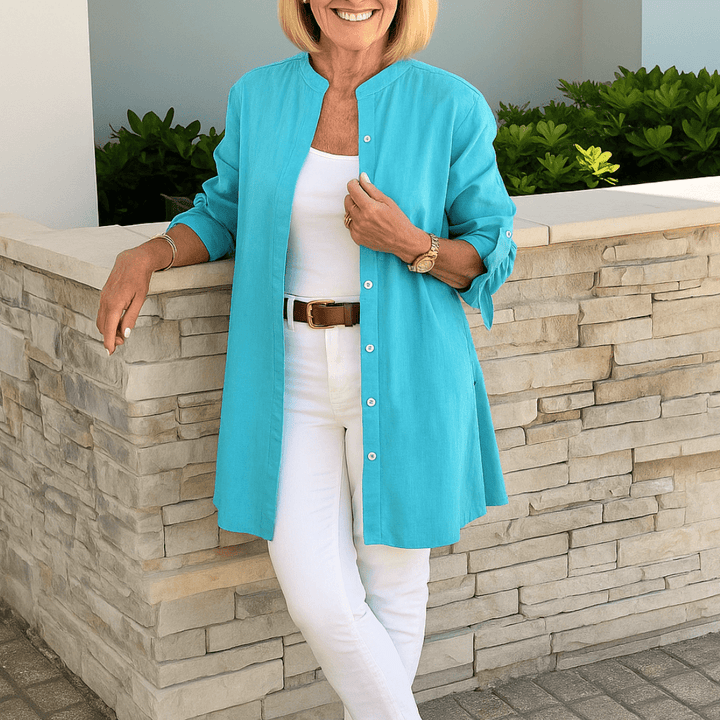 Laura-Flowy Button-Down Blouse