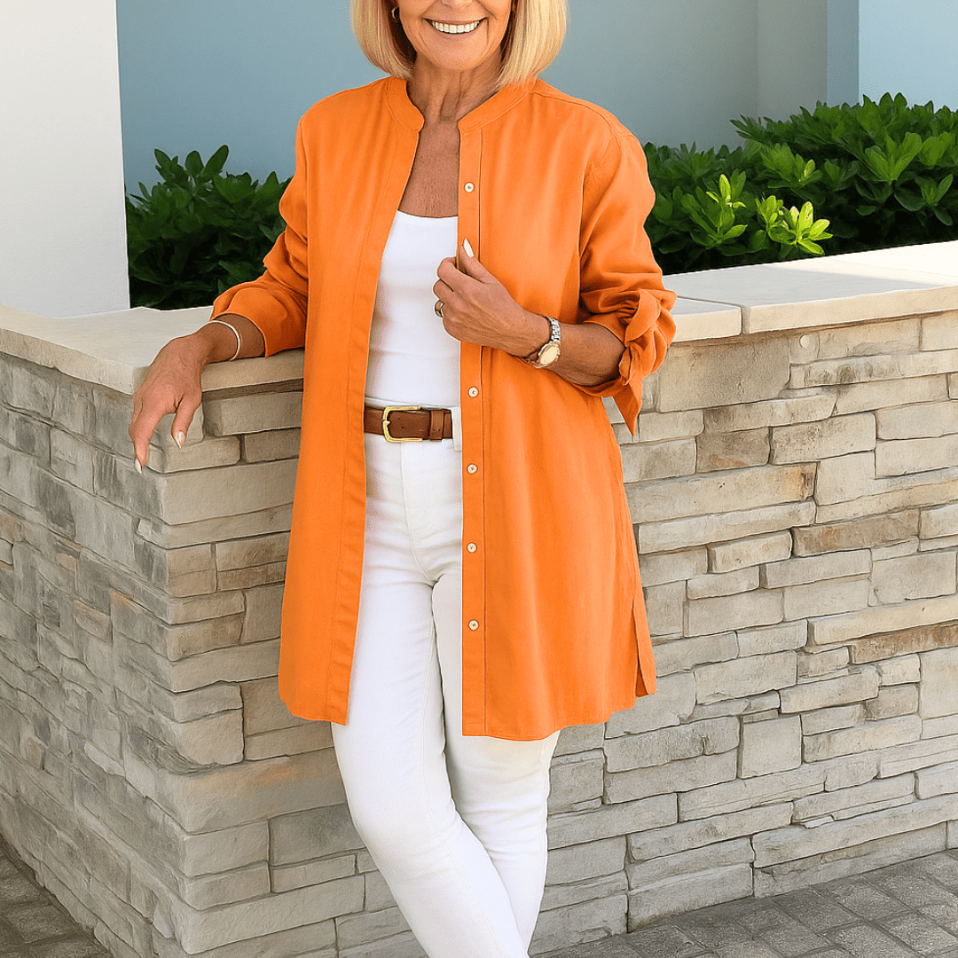 Laura-Flowy Button-Down Blouse