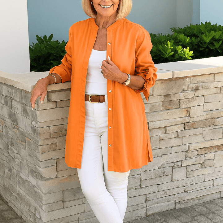 Laura-Flowy Button-Down Blouse