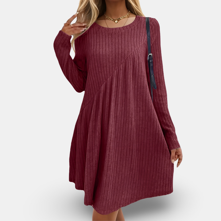 Sienna-Ribbed A-Line Knit Dress