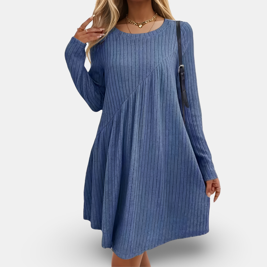 Sienna-Ribbed A-Line Knit Dress