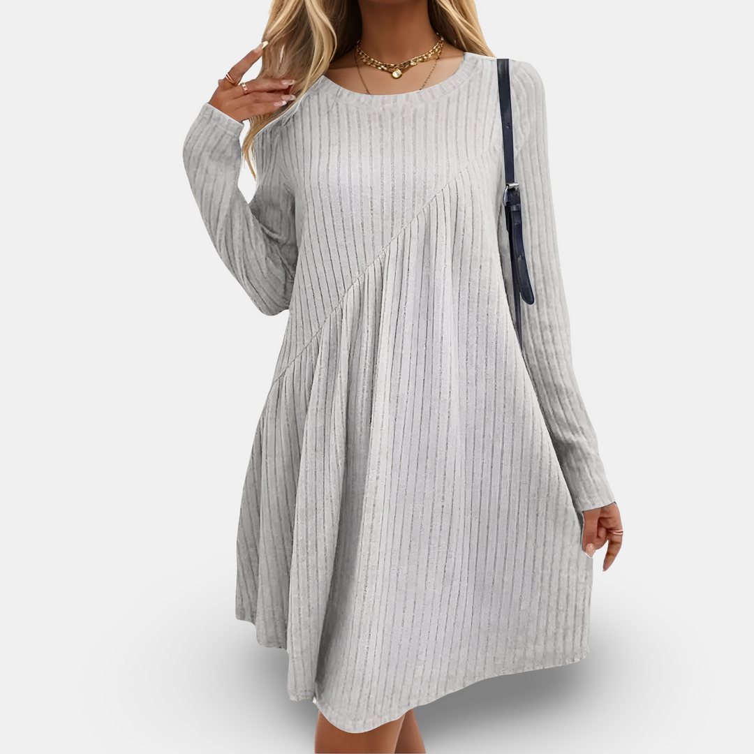 Sienna-Ribbed A-Line Knit Dress
