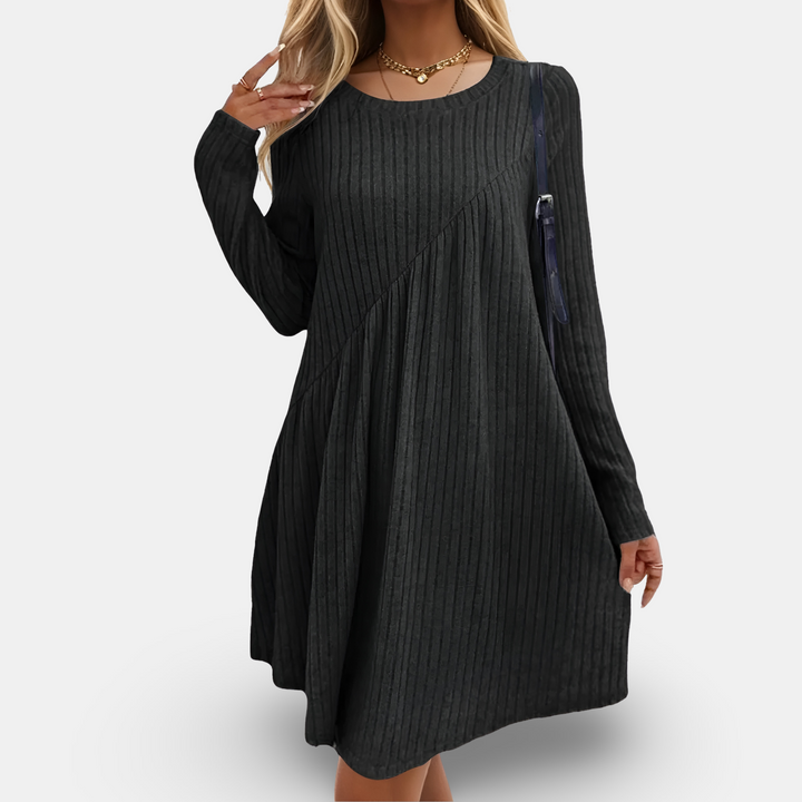 Sienna-Ribbed A-Line Knit Dress