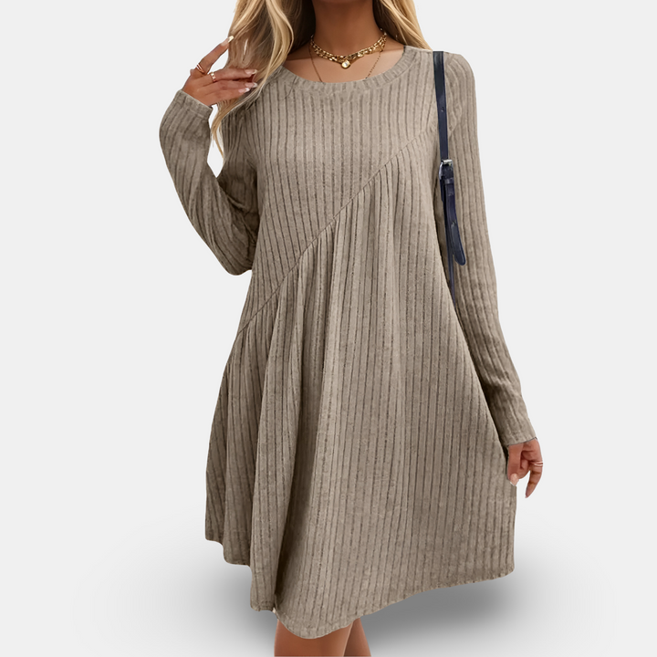 Sienna-Ribbed A-Line Knit Dress
