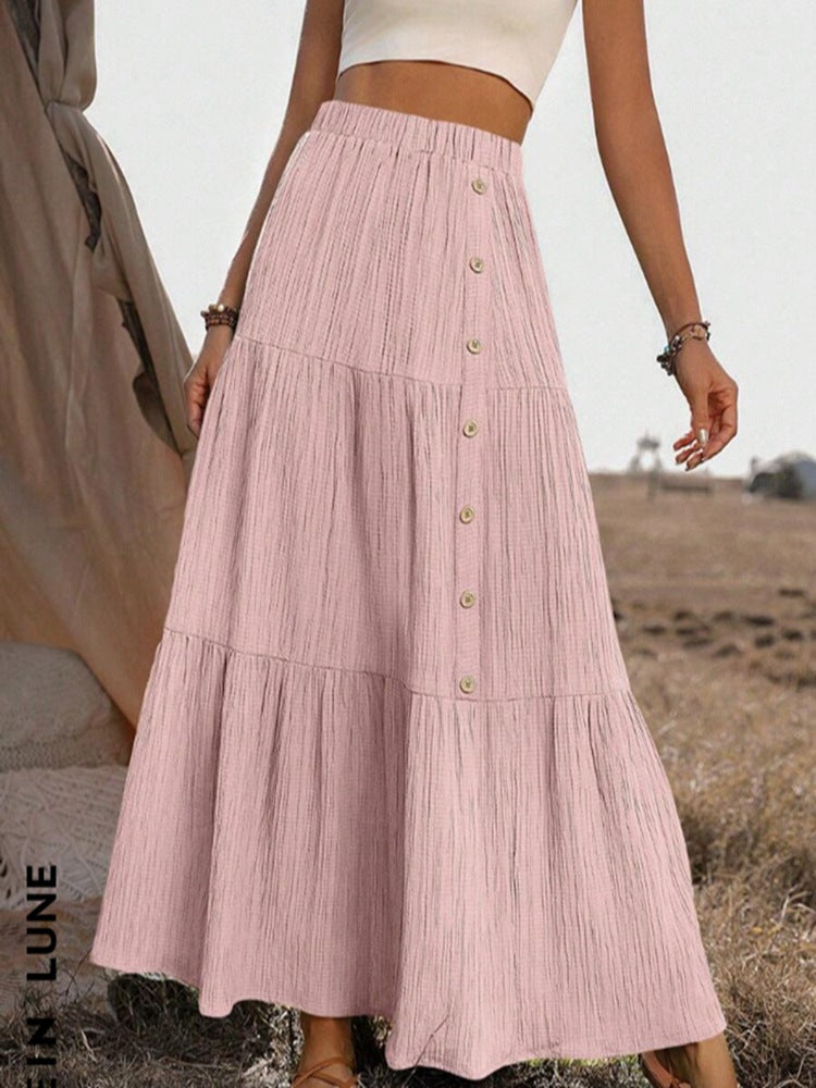 Nina – Tiered Button Waist Maxi Skirt