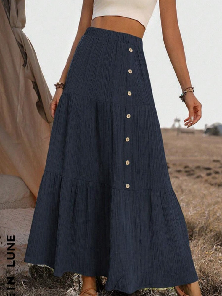 Nina – Tiered Button Waist Maxi Skirt