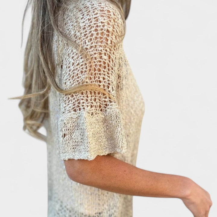 Callie-Textured Knit Button Top