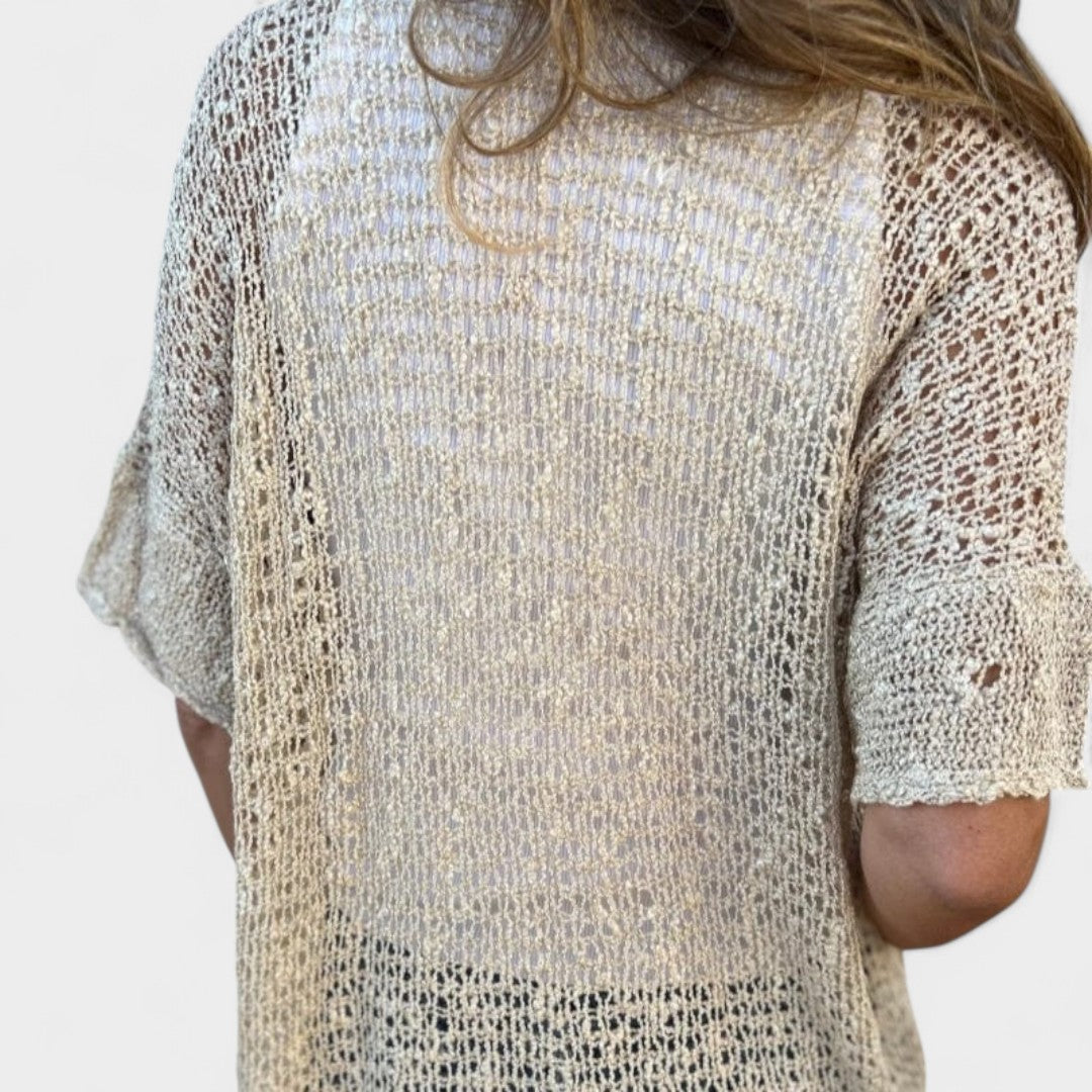 Callie-Textured Knit Button Top
