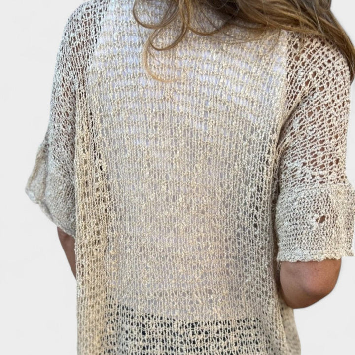 Callie-Textured Knit Button Top