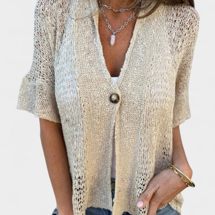 Callie-Textured Knit Button Top