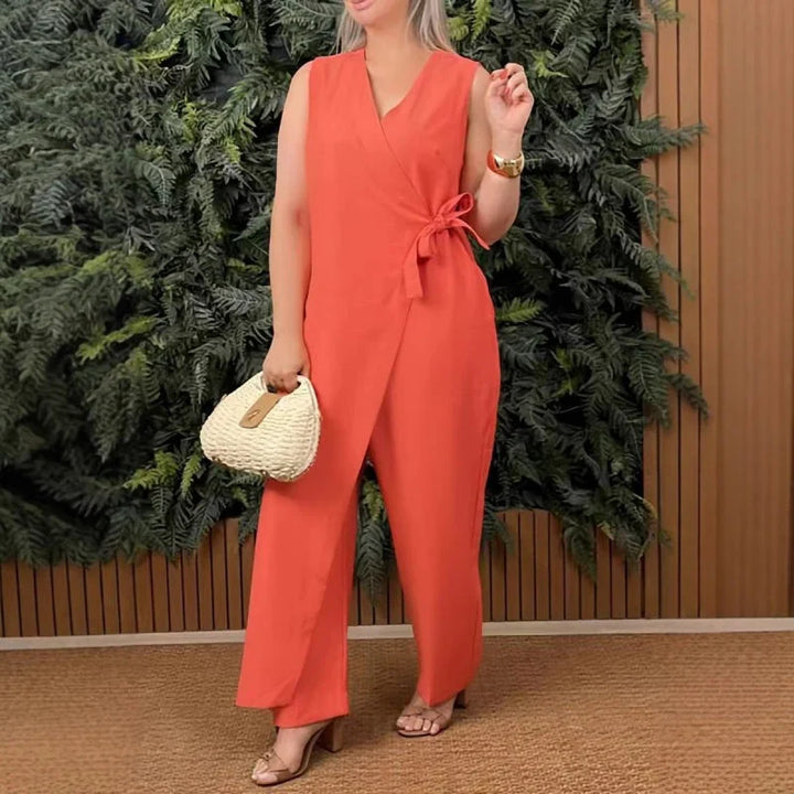 Nina – Sleeveless Side-Tie Wrap Jumpsuit