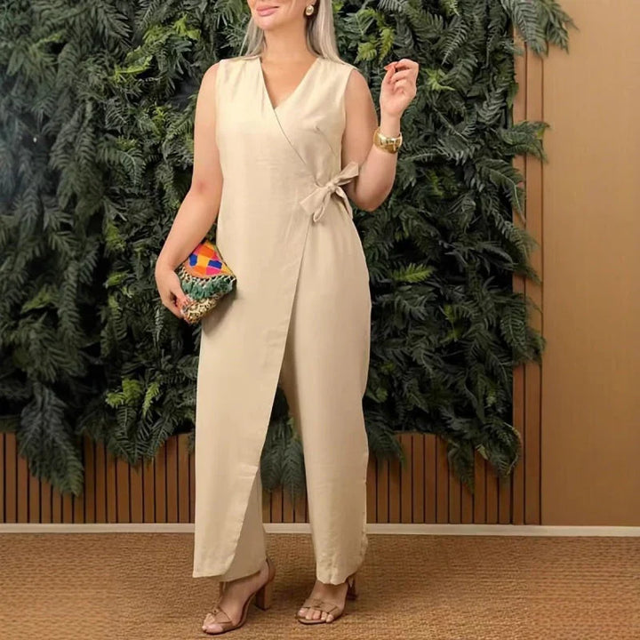Nina – Sleeveless Side-Tie Wrap Jumpsuit