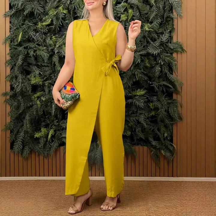 Nina – Sleeveless Side-Tie Wrap Jumpsuit