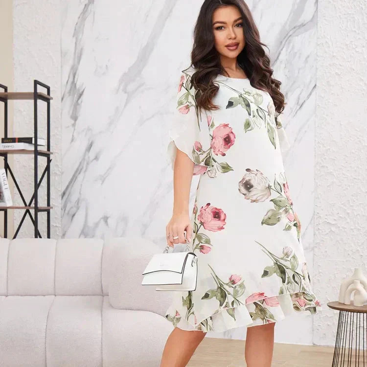 Amélie – Watercolour Chiffon Maxi Dress